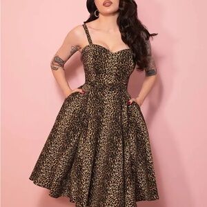 Vixen by Micheline Pitt Leopard-Print Fit & Flare Dress in Brown and Black